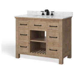 Rawley Bath Vanity, Weathered Fir, 42", Single Sink, Marble Top, Freestanding -Warm Bathroom dd2149c403c73d93 2294 w800 h800 b1 p0