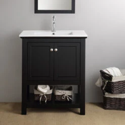 Fresca Manchester 30" Single Bathroom Vanity In Black With White Ceramic Top -Warm Bathroom dd21e8a80f08f2aa 2515 w800 h800 b0 p0