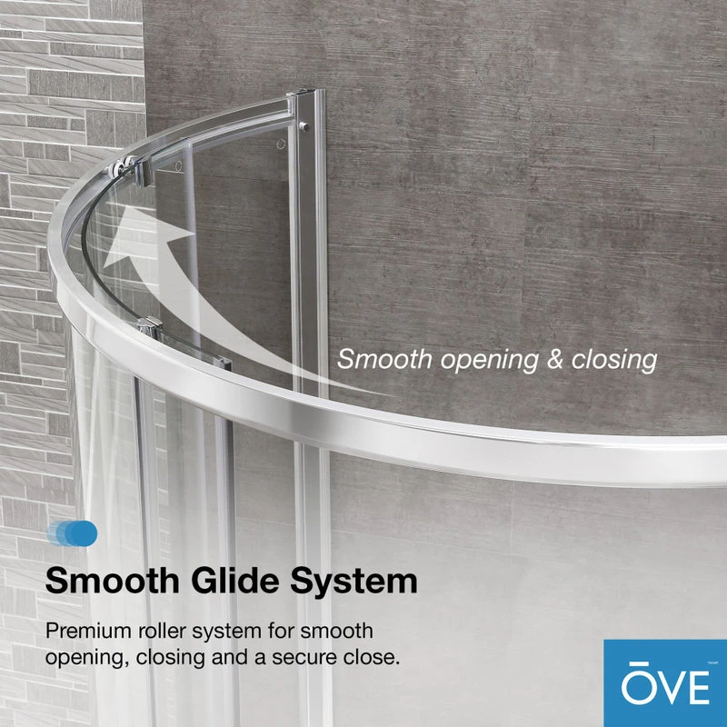 Ove Decors Breeze 34 Shower Kit, Clear Glass Panels And Base, Satin Nickel 8 Ove Decors Breeze 34 Shower Kit, Clear Glass Panels And Base, Satin Nickel - Image 8