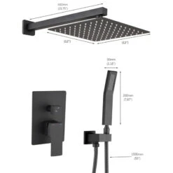 12" Wall Mounted Rainfall Shower System, Matt Back -Warm Bathroom dde154b10269069e 3588 w800 h800 b1 p0
