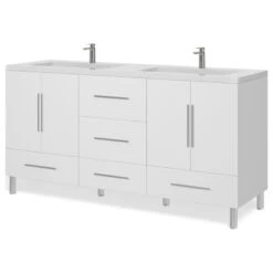 The Mendocino Bathroom Vanity, White, 67", Double Sink, Freestanding -Warm Bathroom de61d14203d9cba7 8546 w800 h800 b1 p0