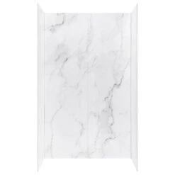 Ove Decors Arroyo 48 X 32 In. Solid Surface Alcove Shower Wall In Carrara Finish