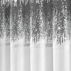Shimmer Sequins Shower Curtain, White/Black -Warm Bathroom df21a77f0f64d84b 3958 w800 h800 b0 p0