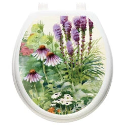 Watercolor Garden Toilet Tattoos / Toilet Lid Decal, Round