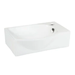 ELANTI EC1805-L Porcelain Wall-Mounted Sink, Left-Facing, White