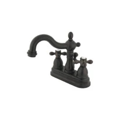 Kingston 4" Centerset Bathroom Faucet W/Plastic Pop-Up, Oil Rubbed Bronze