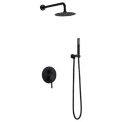 Modern Rain Shower Set With Shower Head Handheld Shower Set, Matte Black, 10"