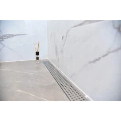 Linear Shower Drain, Brushed Nickel Square Design By Serene Drains, 35" 10 Linear Shower Drain, Brushed Nickel Square Design By Serene Drains, 35" -Warm Bathroom e001cd670ec8fe20 1955 w800 h800 b0 p0