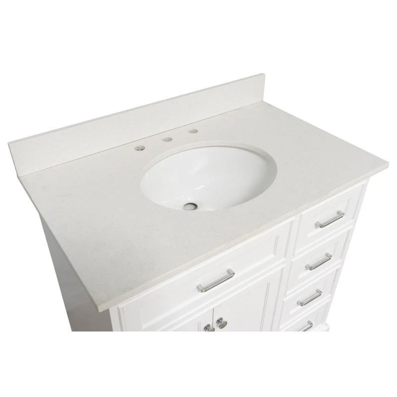 Aria 36" Bathroom Vanity, White, Quartz 6 Aria 36" Bathroom Vanity, White, Quartz - Image 6