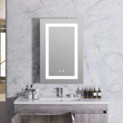 Recessed/Surface LED Light Mirror Medicine Cabinet Defogger, 20"x30" Left Hinge