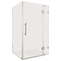Avalux GS Frameless Shower Enclosure With Glass Shelves, Chrome, 42"x38"x72"