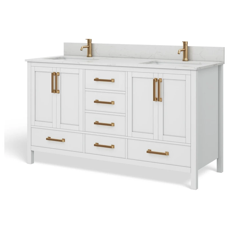 Eleanor Bath Vanity, White, 60", Double Sink, Freestanding 10 Eleanor Bath Vanity, White, 60", Double Sink, Freestanding - Image 10