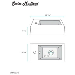Voltaire 19.5"x10" Ceramic Wall Hung Sink With Faucet Mount, Left Side 21 Voltaire 19.5"x10" Ceramic Wall Hung Sink With Faucet Mount, Left Side -Warm Bathroom e471173f00119625 5735 w800 h800 b1 p0