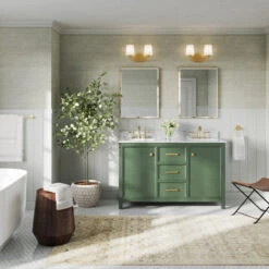 The Woodruff Bathroom Vanity, Double Sink, 54", Vogue Green, Freestanding -Warm Bathroom e5319f6303d99b5e 5771 w800 h800 b0 p0