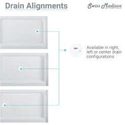 Voltaire 60"x34" Acrylic White, Single-Threshold, Shower Base, Center Drain -Warm Bathroom e561c8a40eb5c408 6044 w800 h800 b1 p0