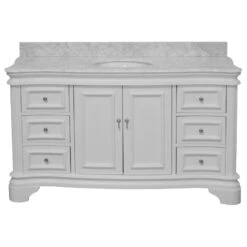 Katherine 60" Bath Vanity, White, Carrara Marble, Single Vanity -Warm Bathroom e5f106e801661062 4498 w800 h800 b1 p0