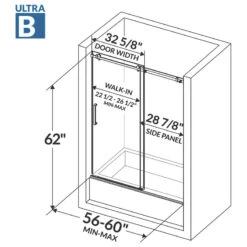 LessCare ULTRA-B Clear Glass Bath-Tub Door Brushed Nickel Finish, 56-60"x62" -Warm Bathroom e5f198040970e930 1960 w800 h800 b1 p0