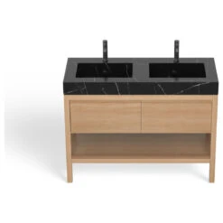 The Shoji Bathroom Vanity, Double Sink, 48", Whitewash Oak, Freestanding -Warm Bathroom e731d04403d04019 2587 w800 h800 b1 p0
