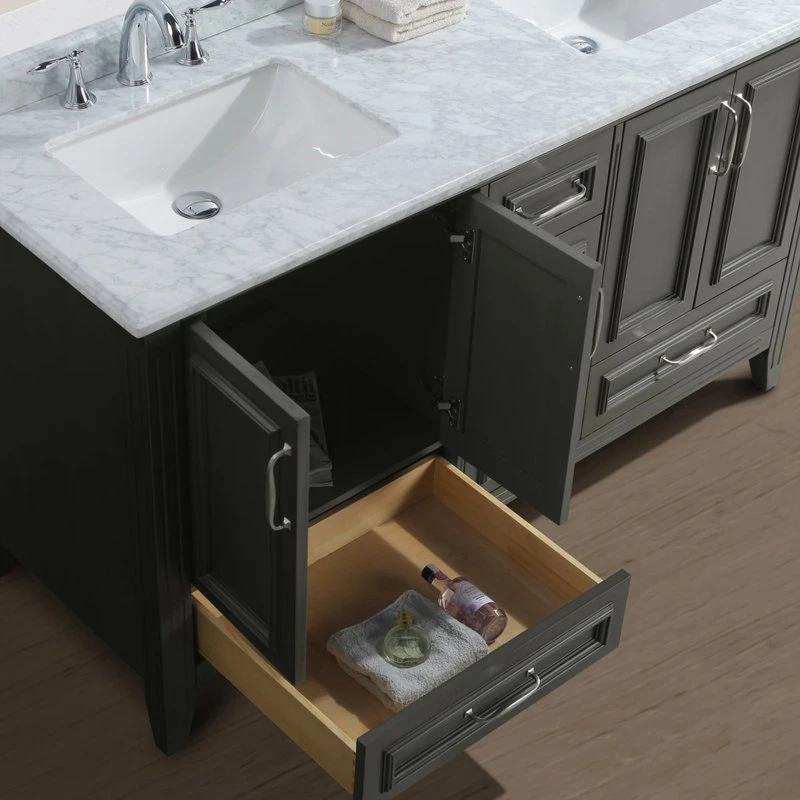 Jude French Bathroom Vanity, Distressed Gray, 60", Double 2 Jude French Bathroom Vanity, Distressed Gray, 60", Double - Image 2