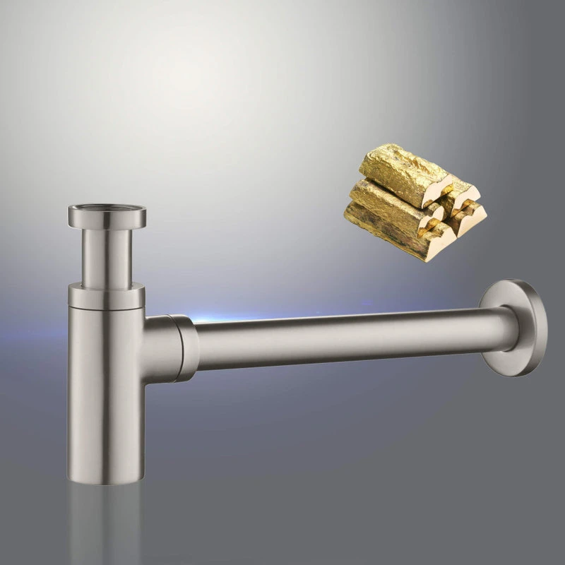 Kibi Bathroom Sink Decorative Round Bottle Trap, Brush Nickel 4 Kibi Bathroom Sink Decorative Round Bottle Trap, Brush Nickel - Image 4