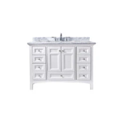 Warm Bathroom 36 Luz 42" Single Bathroom Vanity In White With Italian Carrara Marble Top