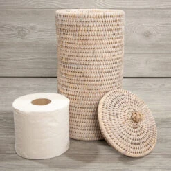Artifacts Rattan Double Toilet Roll Holder, White Wash -Warm Bathroom e7e12c140d378a3b 5638 w800 h800 b0 p0