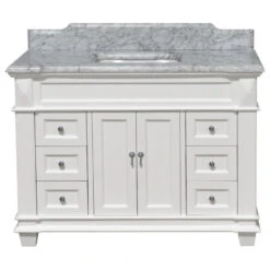 Elizabeth 48" Bathroom Vanity, White, Carrara Marble 11 Elizabeth 48" Bathroom Vanity, White, Carrara Marble -Warm Bathroom e801b353019e8966 0205 w800 h800 b1 p0