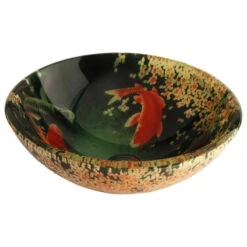 Koi And Lily Pond Glass Vessel Bathroom Sink