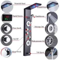 Stainless Steel LED Shower Panel With Massage Jets Waterfall Rainfall 11 Stainless Steel LED Shower Panel With Massage Jets Waterfall Rainfall -Warm Bathroom e90128d70cb86dfb 3536 w800 h800 b1 p0