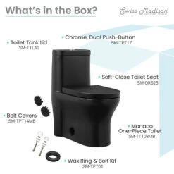 Monaco One Piece Elongated Toilet Dual Flush, Matte Black -Warm Bathroom e951c88e01798844 9291 w800 h800 b1 p0