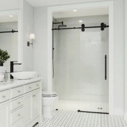 VIGO 56"x74" Elan Frameless Sliding Shower Door, Matte Black -Warm Bathroom eb2124a20f5a3a17 5886 w800 h800 b0 p0