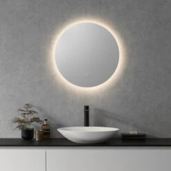 Dimora Round Frameless Modern Bathroom/Vanity LED Lighted Wall Mirror, 32" -Warm Bathroom eb41e33402b3528c 8097 w800 h800 b0 p0