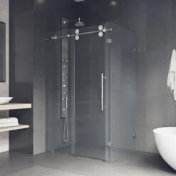 VIGO 34"x46" Frameless 3/8" Shower, Without Base, Chrome -Warm Bathroom ebb16aac0f5b3538 9484 w800 h800 b0 p0