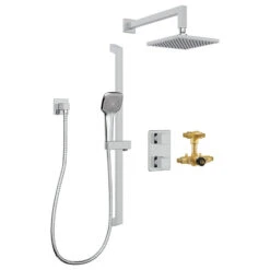 Belanger Rain Thermostatic Square Shower System, Wall
