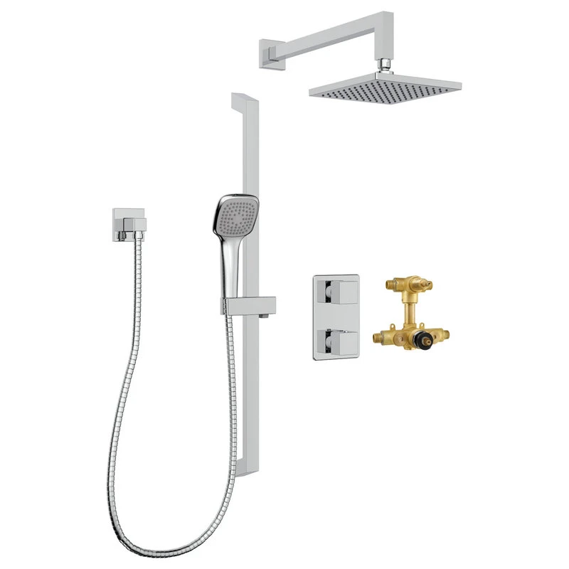 Belanger Rain Thermostatic Square Shower System, Wall 1 Belanger Rain Thermostatic Square Shower System, Wall