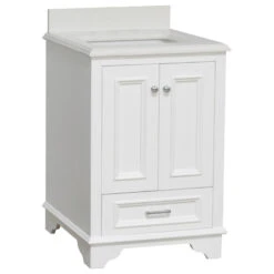 Nantucket 24" Bathroom Vanity, White, Quartz
