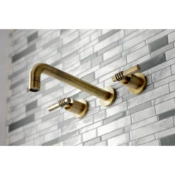 KS8023ML Two-Handle Wall Mount Tub Faucet, Antique Brass -Warm Bathroom ee114db6013fbc30 0775 w800 h800 b0 p0