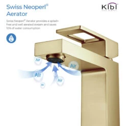 Cubic Single Hole Bathroom Faucet KBF1002, Brush Gold, W/ Drain -Warm Bathroom ee71ee7a0f1b521b 8406 w800 h800 b1 p0