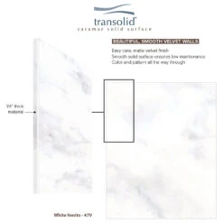 Transolid SaraMar 36"x36"x72" 3-Piece Shower Wall Kit, White Venito Velvet -Warm Bathroom eec118dc02a0e186 4861 w800 h800 b1 p0