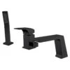 Rosa Contemporary Deck Mounted Waterfall Black Roman Tub Faucet, Hand Shower