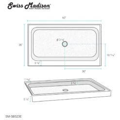 Voltaire 60"x36" Single-Threshold, Center Drain, Shower Base, Gray -Warm Bathroom ef2179780f7f3fd4 6077 w800 h800 b1 p0