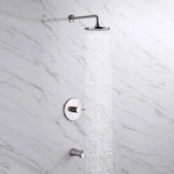 Luxier SS-C01-T-V Rainfall Shower Faucet With Valve And Spout, Brushed Nickel -Warm Bathroom ef31dad201f9c8df 7290 w800 h800 b0 p0