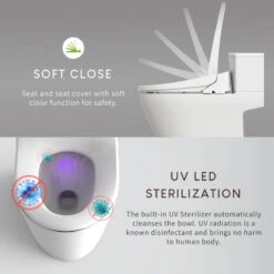 Bidet Toilet Seat With UV-A LED And Remote, Round -Warm Bathroom ef810ce101f861d8 0823 w800 h800 b0 p0