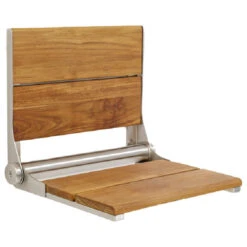 Life Line Series, Contour Shower Seats, Teak, 26", Brushed Nickel