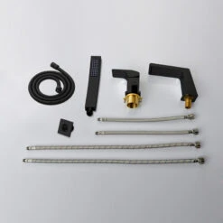 Rosa Contemporary Deck Mounted Waterfall Black Roman Tub Faucet, Hand Shower -Warm Bathroom eff1b3b3017bc198 5957 w800 h800 b0 p0