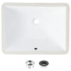 STYLISH 20" Porcelain Rectangular Undermount Bathroom Sink With Overflow