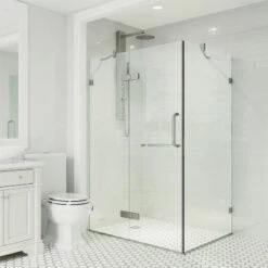 VIGO Monteray 34"x46" Frameless Shower Enclosure, Brushed Nickel