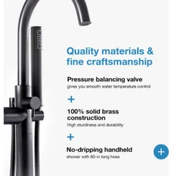 Athena Freestanding Tub Faucet With Handheld, Matte Black -Warm Bathroom f241c35c036d5544 9912 w800 h800 b1 p0