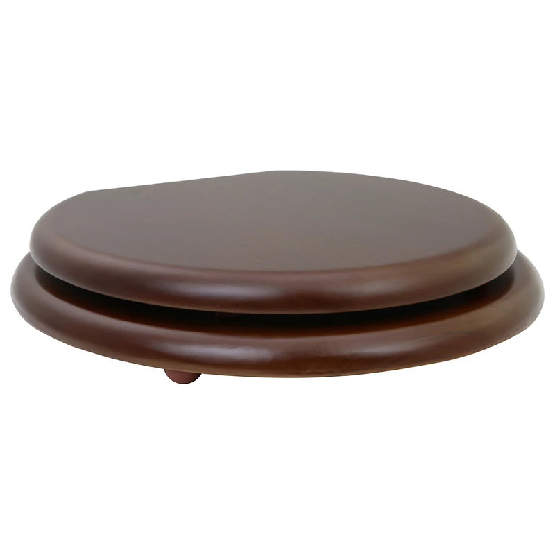 Solid Wood Dark Oak Toilet Round Seat With Chrome Hinge 8 Solid Wood Dark Oak Toilet Round Seat With Chrome Hinge - Image 8