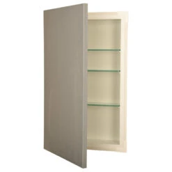 Gables Slab Panel Frameless Recessed Bathroom Medicine Cabinet 14x34, Primed Gra